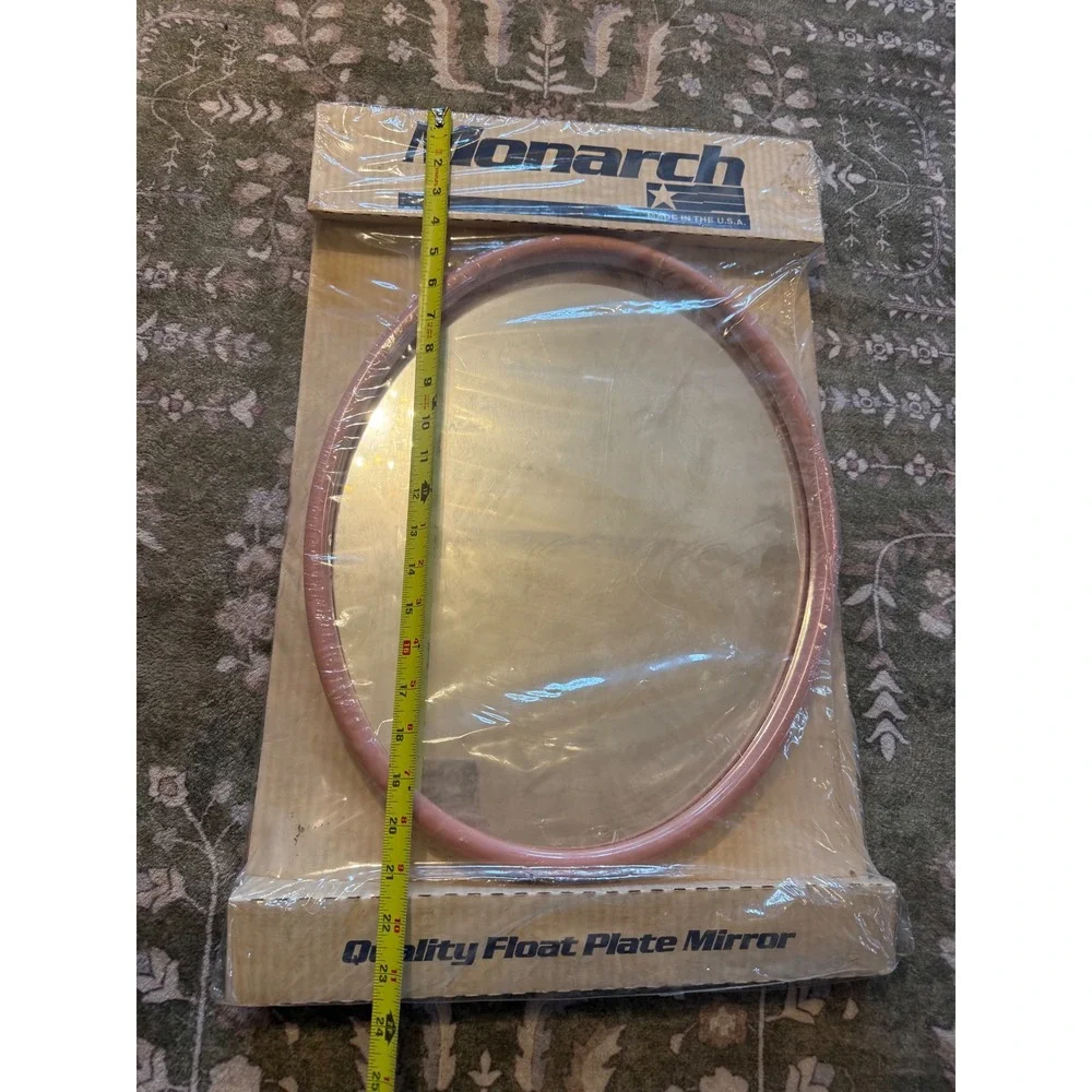 Vintage Monarch Pink Oval Wall Mirror Quality Float Plate Glass Made in USA NEW